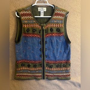 Colorful Ramie Cotton Mix Knit Vest Women's Size Petite Medium Koret City Blues